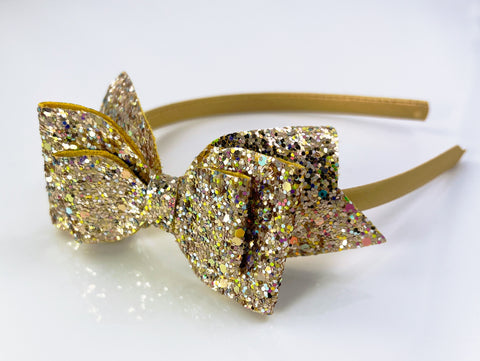 gold glitter bow headband for girls