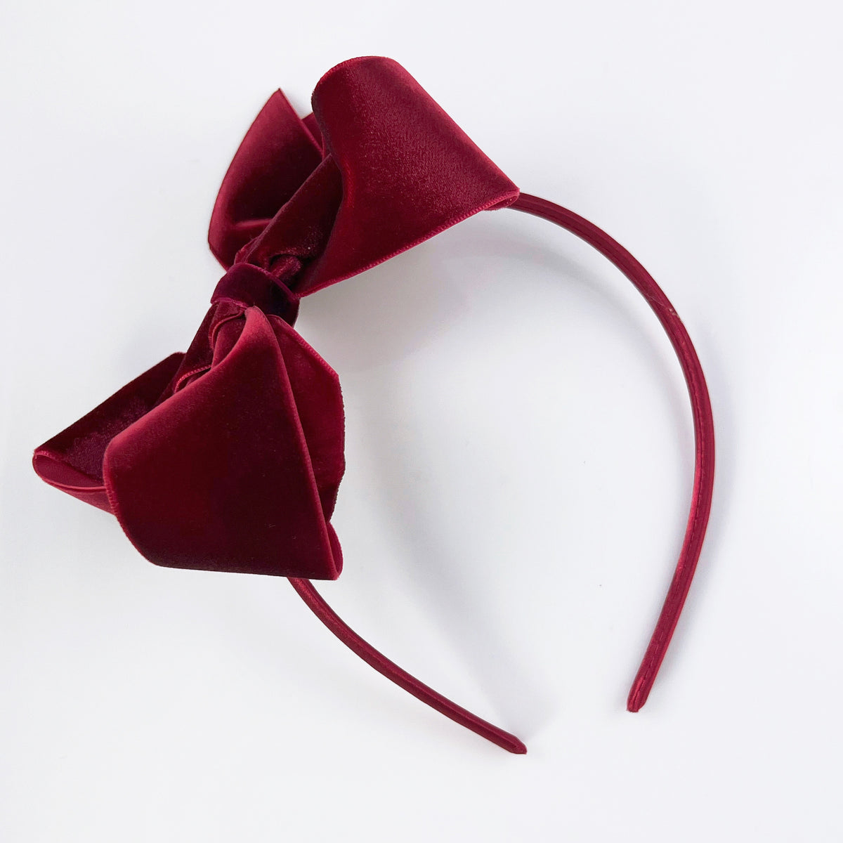 Burgundy Velvet Bow Headband for Toddler and Big Girls Headbands with
