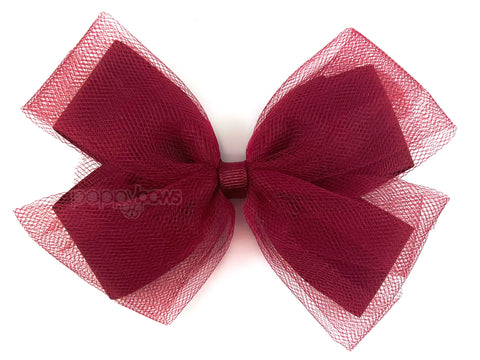 Cranberry Tulle 5 Inch Hair Bow
