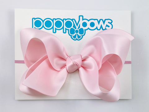 baby headband with satin bow in light pink