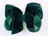 dark green velvet hair bow for girls christmas 4 inch boutique