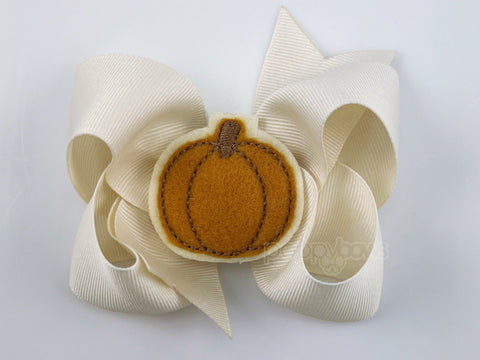 pumpkin hair bow for baby girl ivory cream and burnt orange