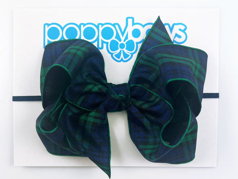 black watch plaid baby bow headband