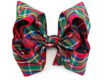 royal stewart tartan red christmas plaid girls hair bow on clip