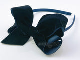 navy blue velvet bow headband for toddler girls