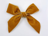 velvet hair bow for girls in caramel brown