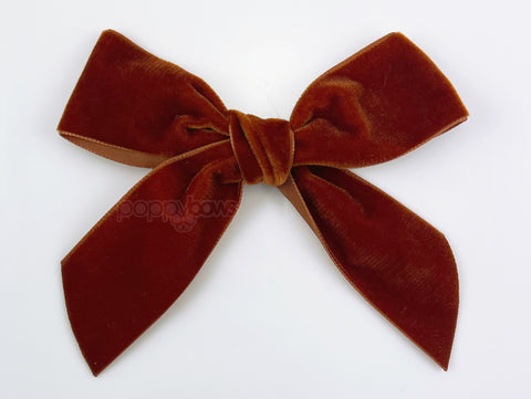burnt orange velvet hair bow / rust brown