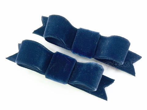 blue velvet hair bow clips