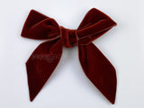 auburn rust velvet hair bow for girls with tails