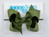 olive green baby headband with big bow