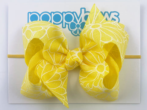 yellow daisy daisies baby headband