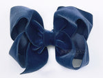 dark navy blue velvet hair bow for baby girl 4 inch