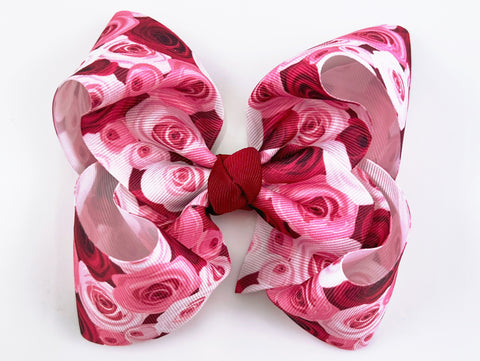 valentines day hair bow for baby girl red roses