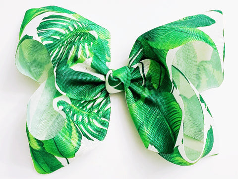 hair bow for girls tropical leaf leaves
