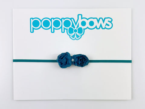 baby headbands teal blue flower small newborn preemie