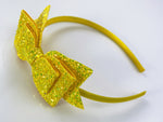 Yellow Glitter Bow Headband