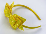 Yellow Glitter Bow Headband