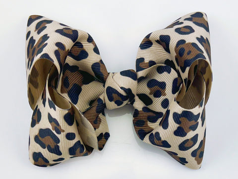 cheetah print hair bow for girls, leopard