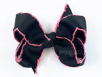 black and pink moon stitch hair bow clip for baby girl