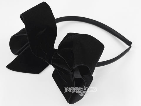 black velvet bow headband for girls