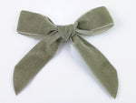 sage green velvet hair bow with tails for girls