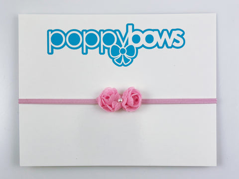 pink baby headband flowers newborn preemie