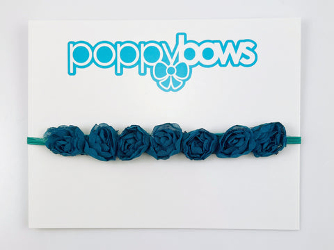 baby headbands teal blue flowers newborn preemie
