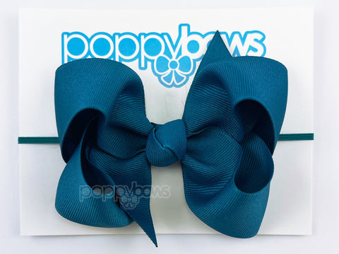 teal blue baby headband with bow