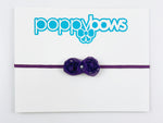 baby headband with small flower in dark purple, newborn preemie