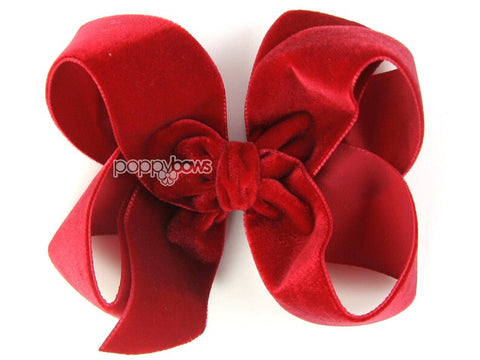 red velvet hair bow for little girls 4 inch boutique