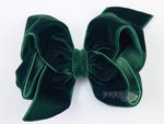 dark green velvet hair bow for baby girl christmas