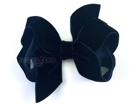 navy blue velvet hair bow clip for baby girl