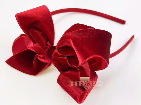 red velvet bow headband big girls