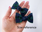 Blue and Gray School Plaid Hair Bow Clips