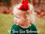 Dark Green Velvet Hair Bow | 4 inch