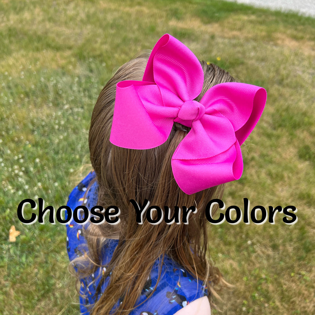 White 5.5 Inch Grosgrain Hair Bow Clip For Woman And Girls