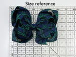 School Plaid Hair Bow - 6 inch Navy Green Yellow