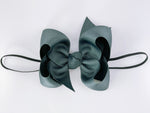 charcoal dark gray baby girls bow headband on elastic