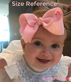White and Pink Moonstitch 4 inch Baby Girl Bow Headband