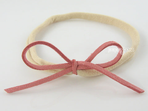 baby headband suede bow pink