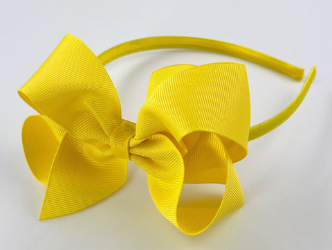 yellow bow headband for girls