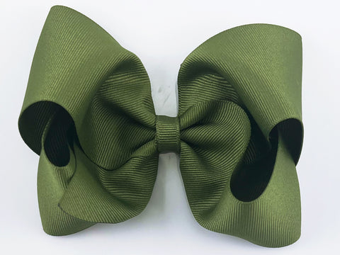 olive green 5 inch large girls hair bow