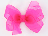 sheer neon pink hair bow