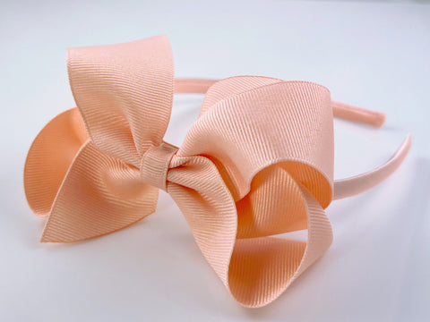 peach bow girl headband
