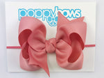 dusty rose pink baby girl bow headband