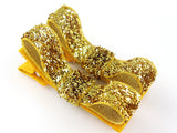 hair bow clips baby girl gold glitter