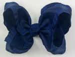navy blue ruffle hair bow