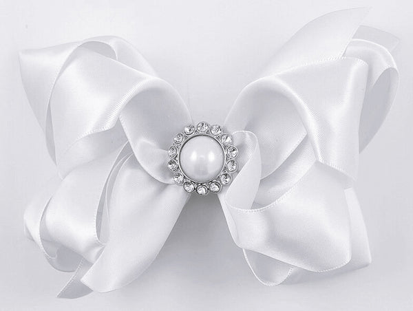 White Satin Bow Headband for Big Girls – PoppyBows