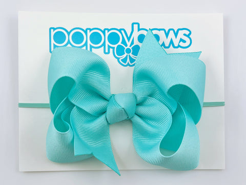 aqua teal blue baby bow headband