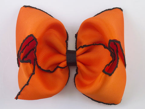 black and orange moonstitch halloween girls 5 inch large hair bow